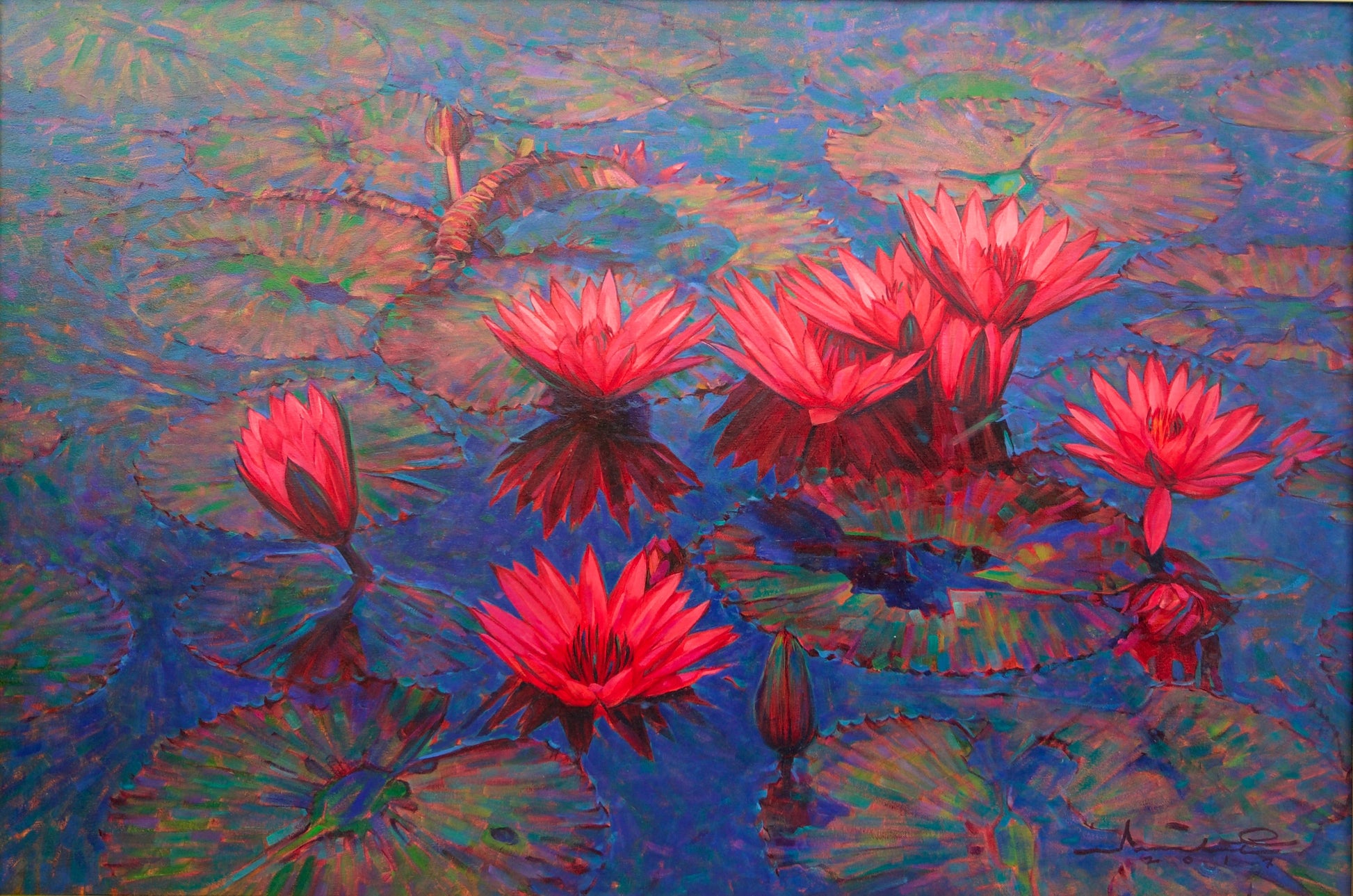 Pink Lotus – Somchai | 80 x 120 cm Reproductions de tableaux à la peinture à l’huile