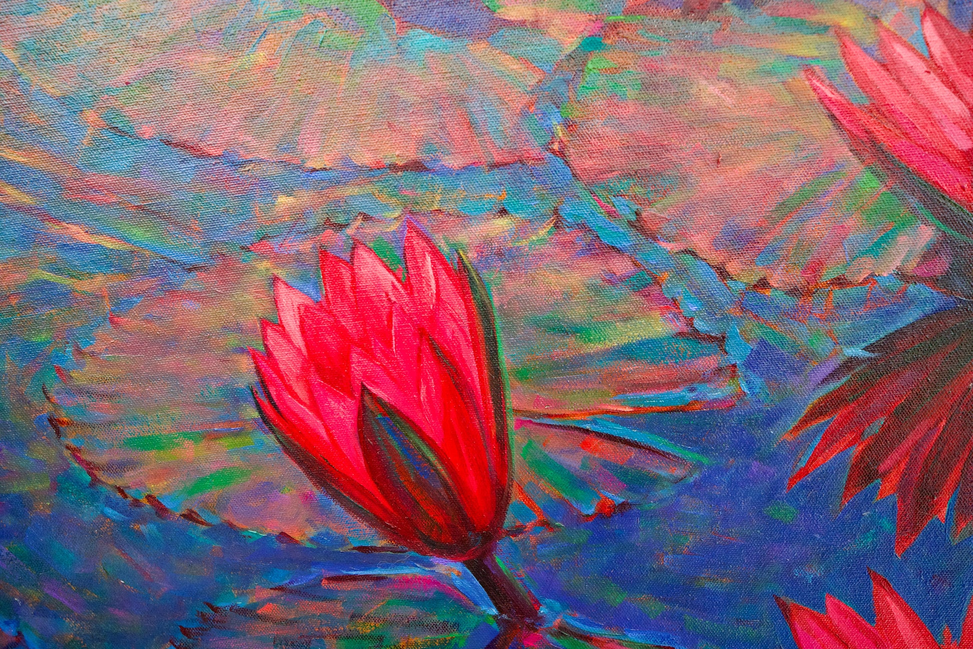 Pink Lotus – Somchai | 80 x 120 cm Reproductions de tableaux à la peinture à l’huile