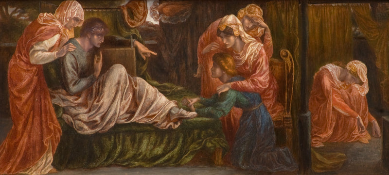 O Sonho de Dante no dia da morte de Beatriz (predela, painel da direita) - Dante Gabriel Rossetti