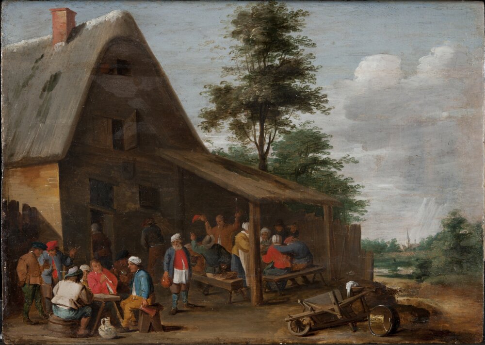 Paysans festoyant devant une auberge de village - David Teniers le Jeune