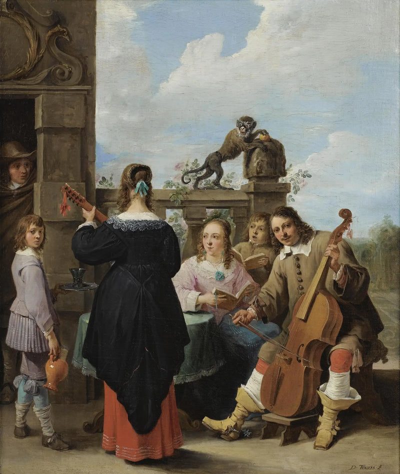 Um concerto familiar em uma varanda - David Teniers, o Jovem