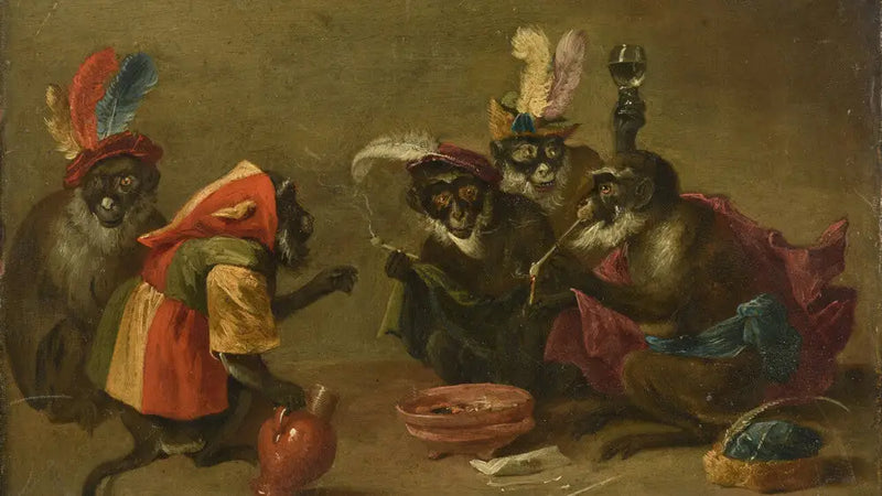 Tabagie de macacos - David Teniers o Jovem