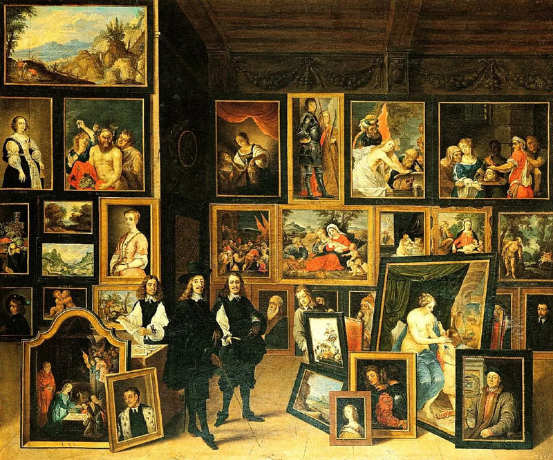 O Arquiduque Leopoldo-Guilherme em sua galeria em Bruxelas - David Teniers o Jovem