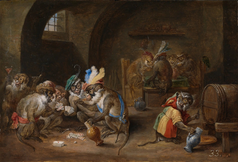 Macacos em uma taverna - David Teniers Júnior