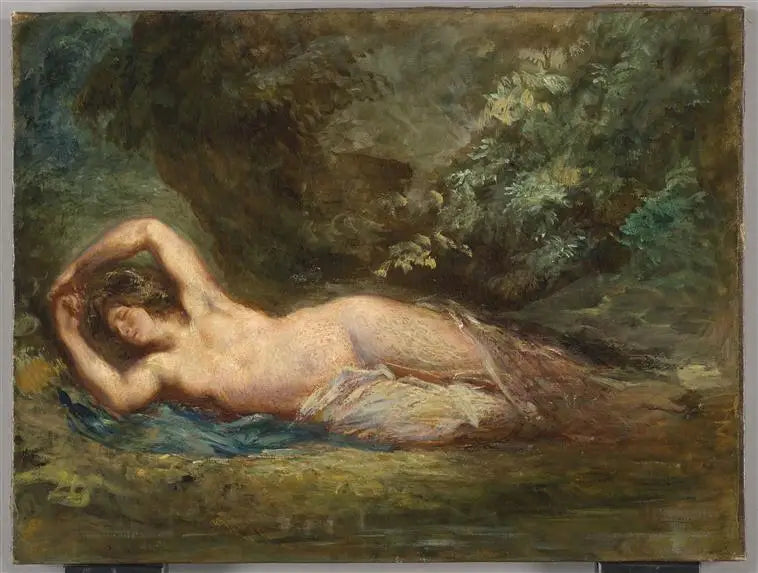 Bachante adormecida em uma paisagem - Eugène Delacroix