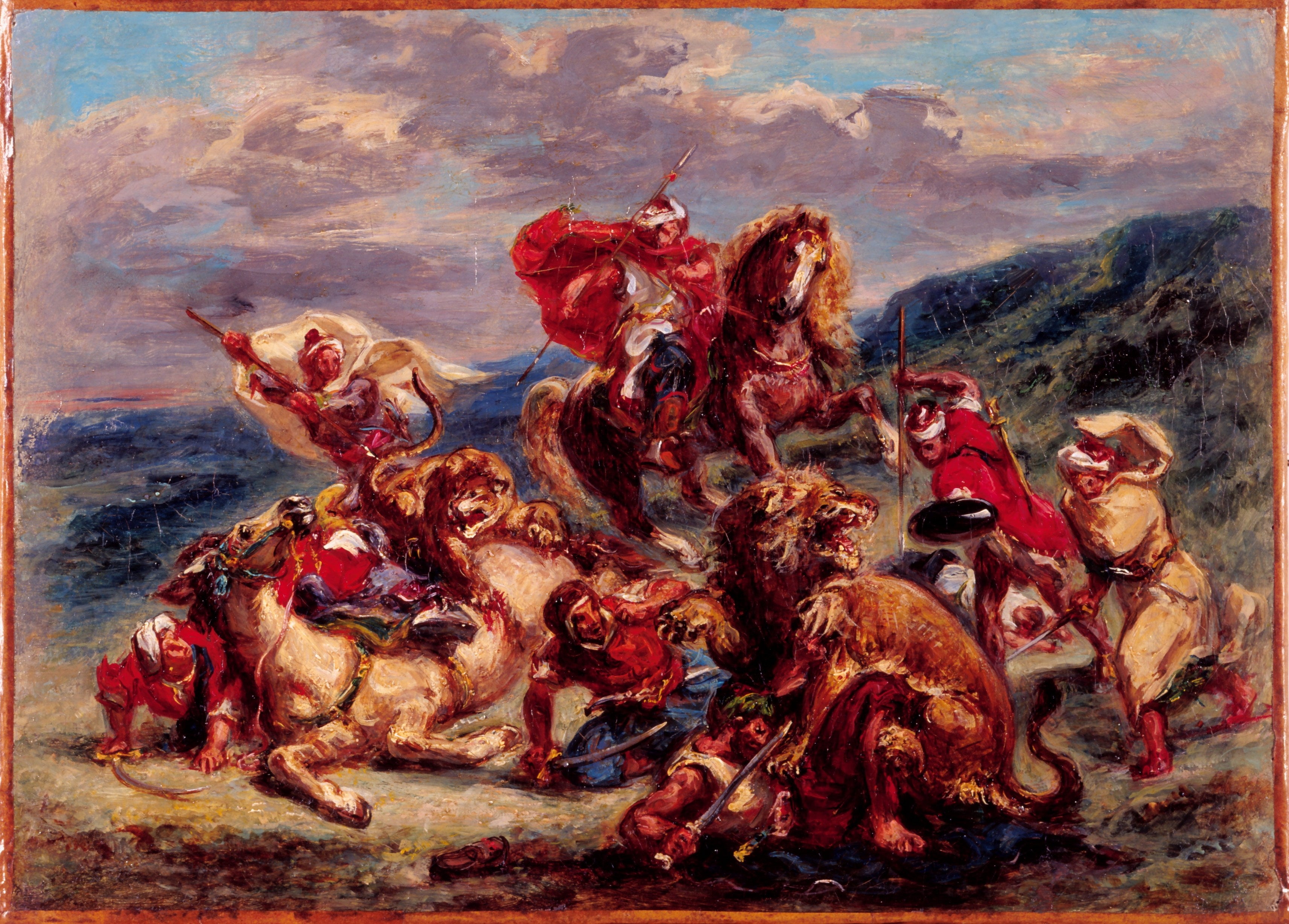 Reproduction du tableau « Chasse au lion - Eugène Delacroix » par Alpha Reproduction en peinture à l’huile