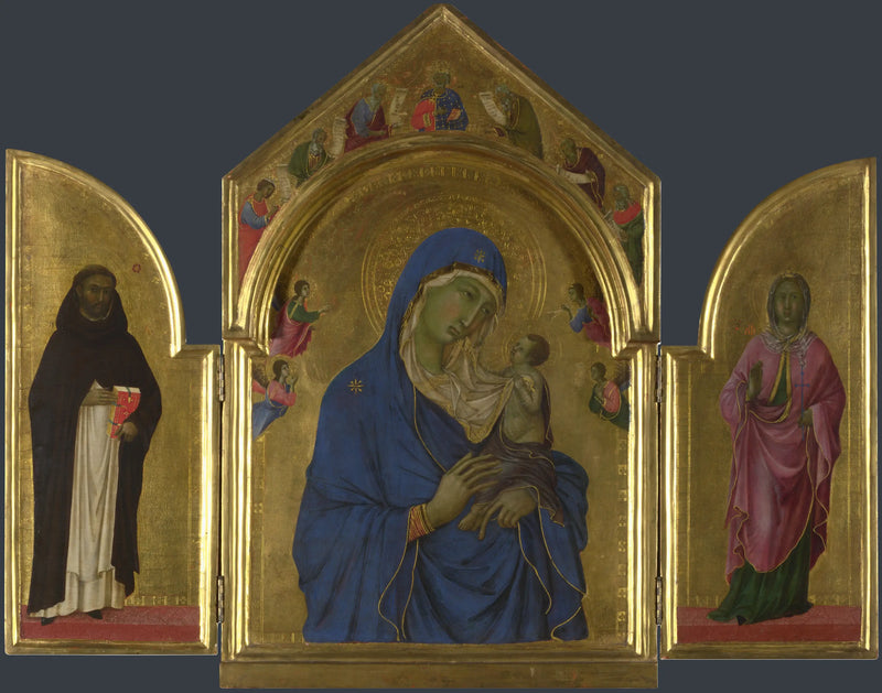A Virgem com o Menino e os santos Domingos e Auréia - Duccio di Buoninsegna