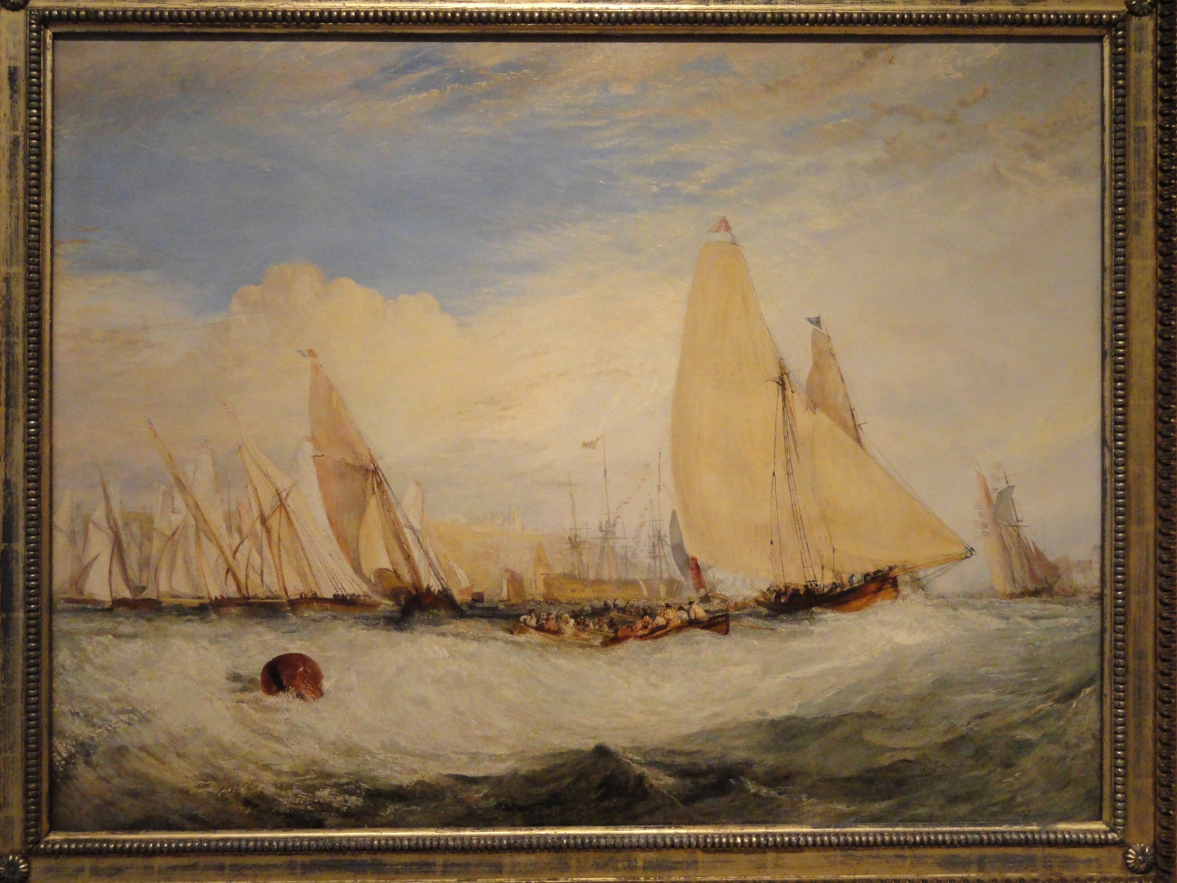 Reproduction du tableau « East Cowes Castle, the Seat of J. Nash, Esq., the Regatta Beating to Windward - J. M. W. Turner » par Alpha Reproduction en peinture à l’huile