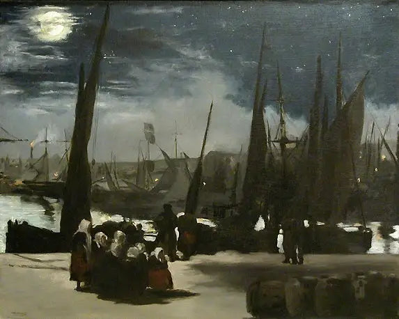 Reproduction du tableau « Clair de lune sur le port de Boulogne - Édouard Manet » par Alpha Reproduction en peinture à l’huile