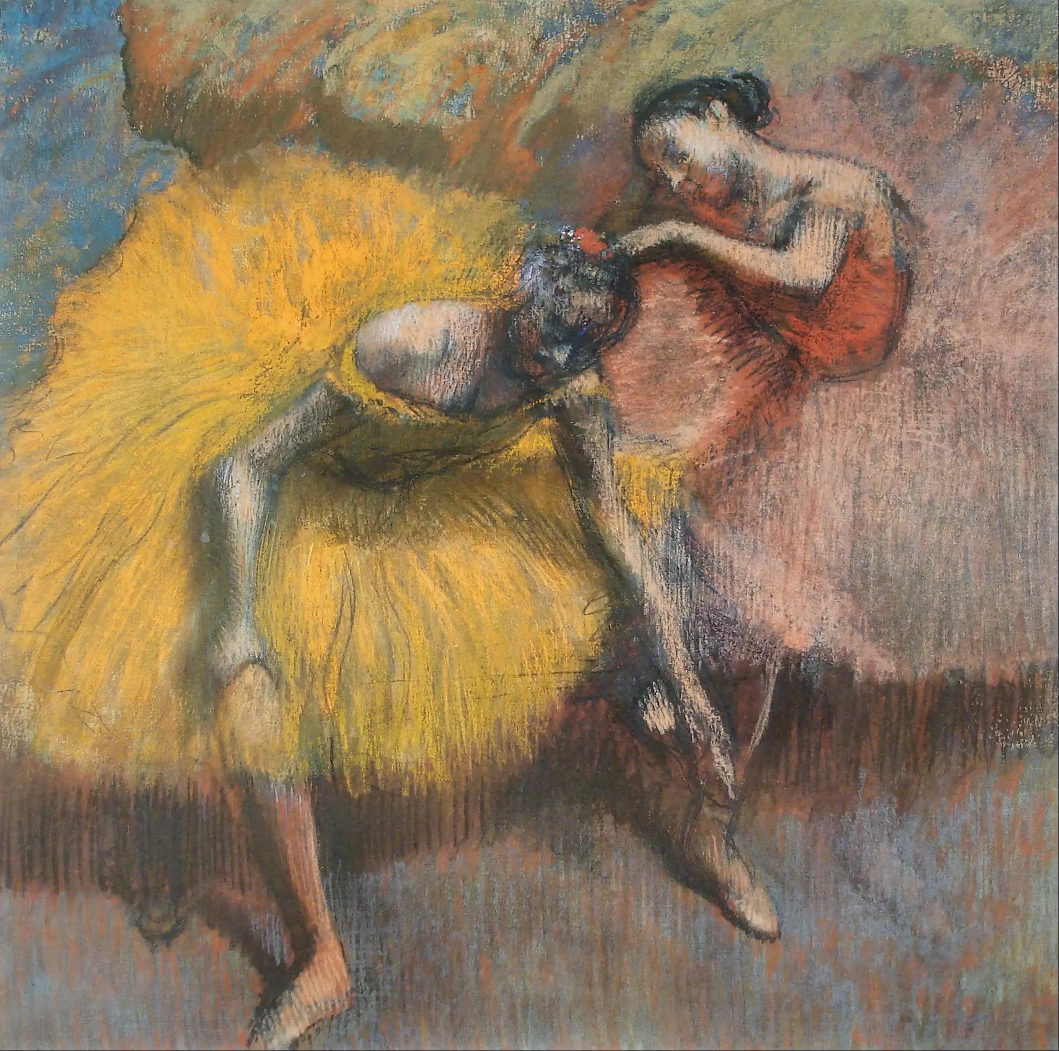 Reproduction du tableau « Deux danseuses - Jaunes et roses - Edgar Degas » par Alpha Reproduction en peinture à l’huile