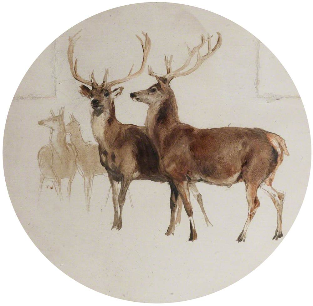 Cerf dans un paysage (Études sur les cerfs) - Edwin Henry Landseer