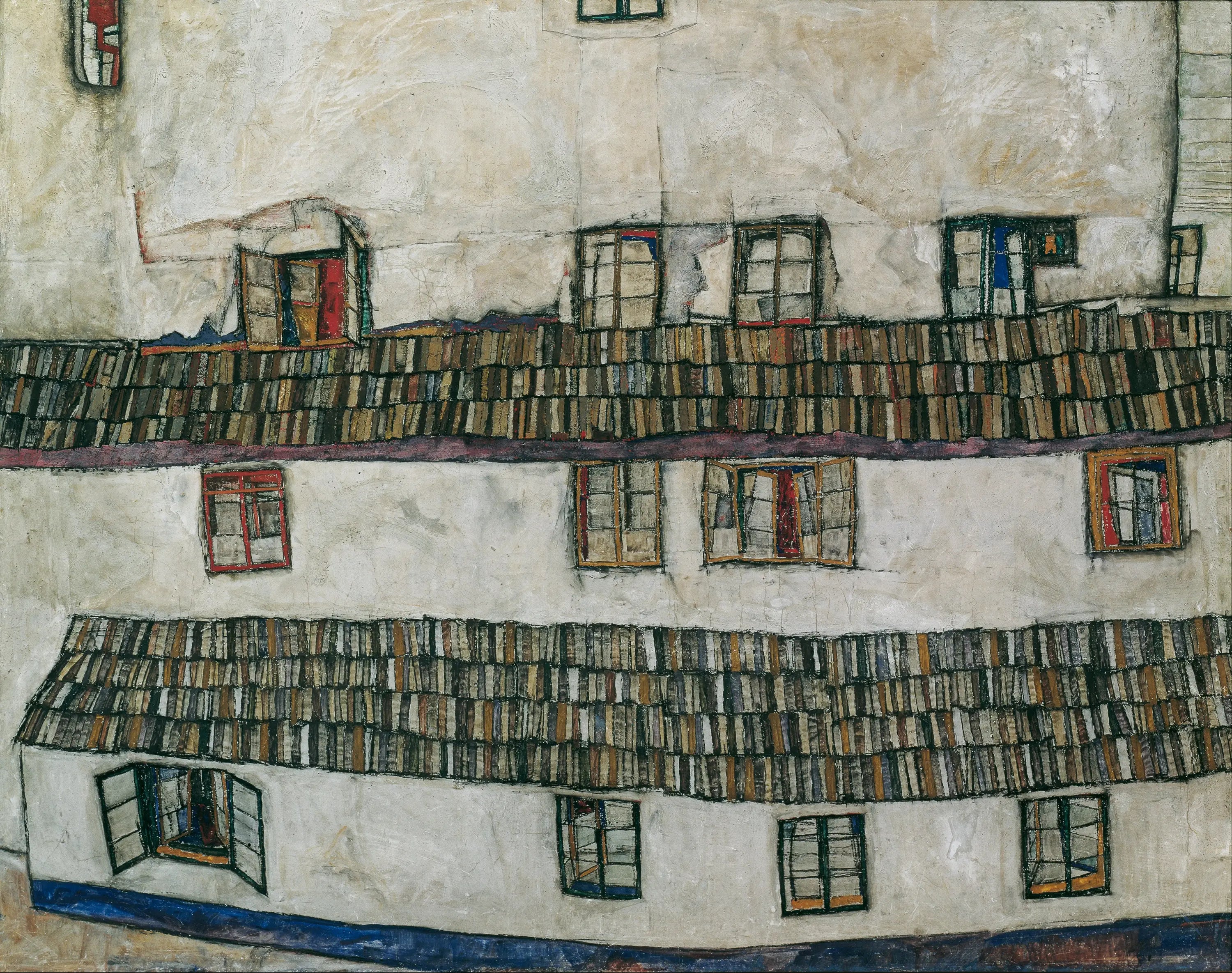 Reproduction du tableau « Mur de la maison (mur de fenêtre) - Egon Schiele » par Alpha Reproduction en peinture à l’huile