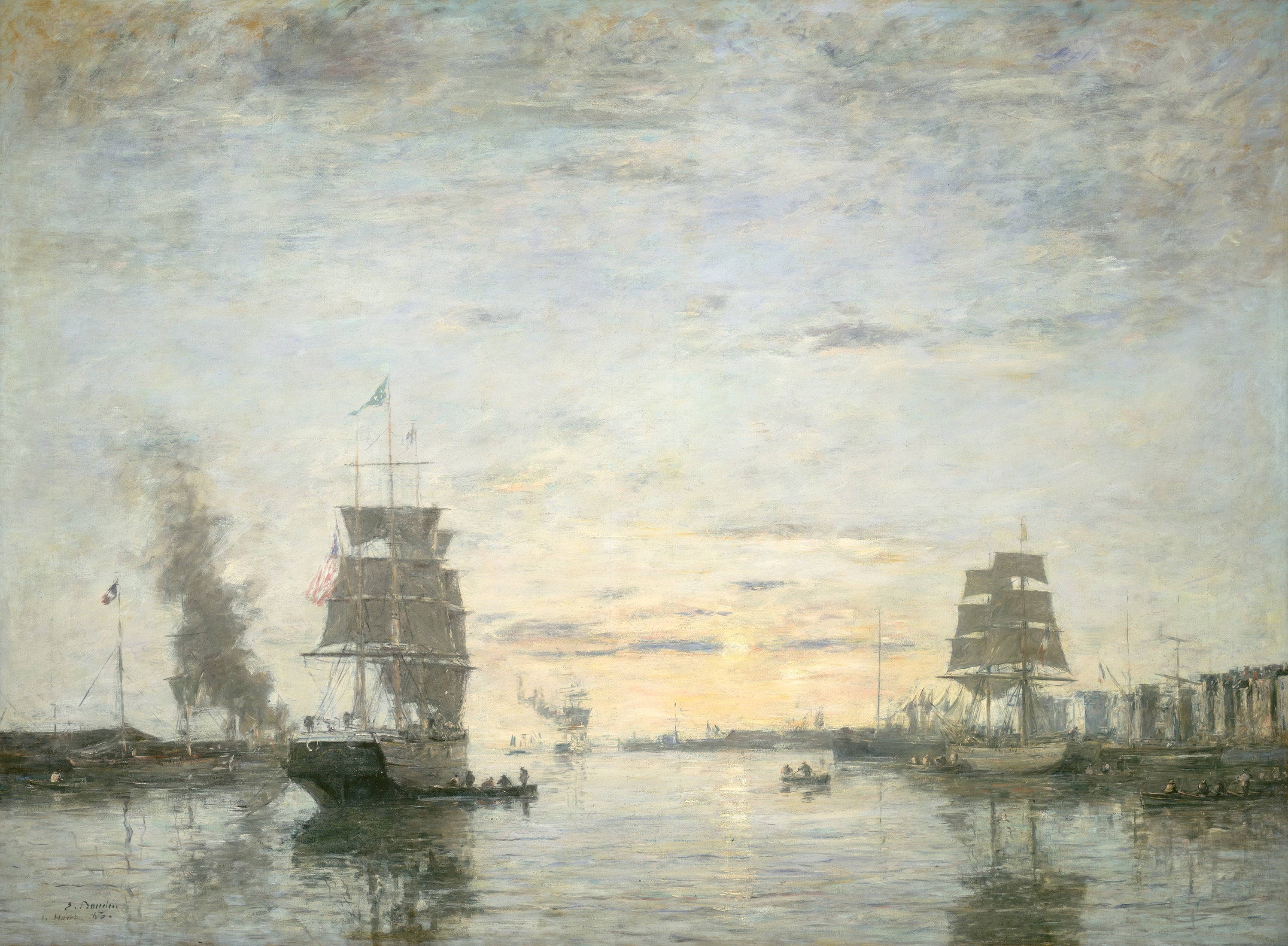 Reproduction du tableau « Entrée du port du Havre - Eugène Boudin » par Alpha Reproduction en peinture à l’huile