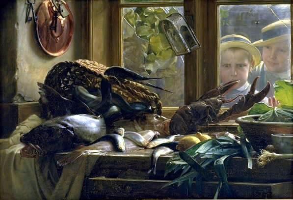 Natureza morta com peixes - Carl Heinrich Bloch