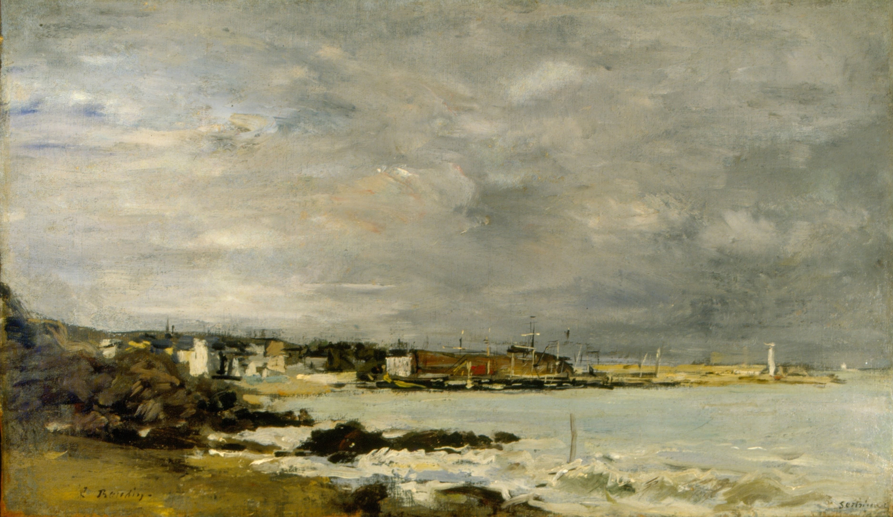 Reproduction du tableau « Scène d'une plage et de récifs - Eugène Boudin » par Alpha Reproduction en peinture à l’huile