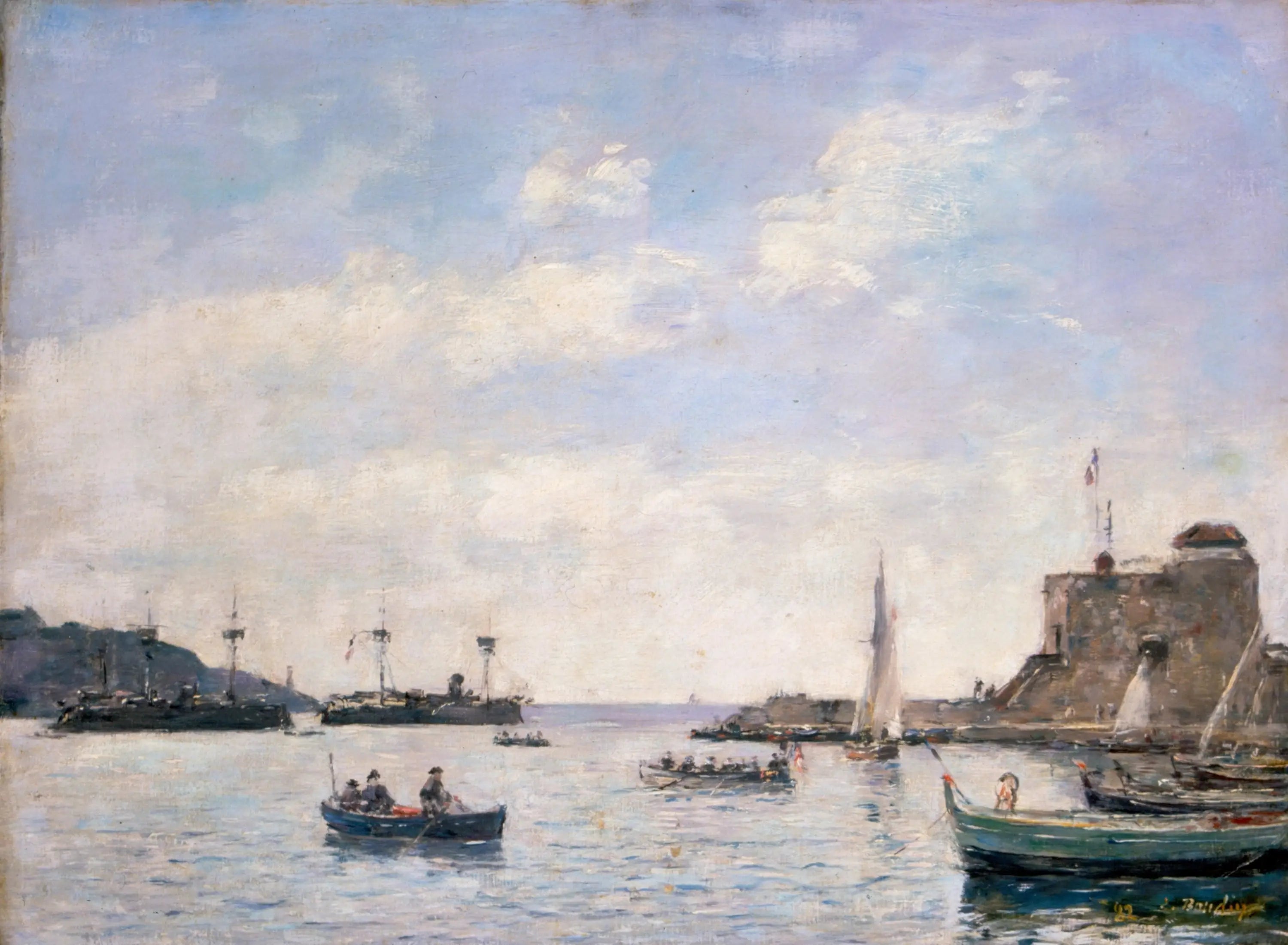 Reproduction du tableau « Croiseurs à Villefranche - Eugène Boudin » par Alpha Reproduction en peinture à l’huile