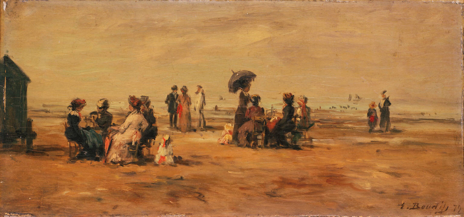Reproduction du tableau « La plage à Trouville - Eugène Boudin » par Alpha Reproduction en peinture à l’huile