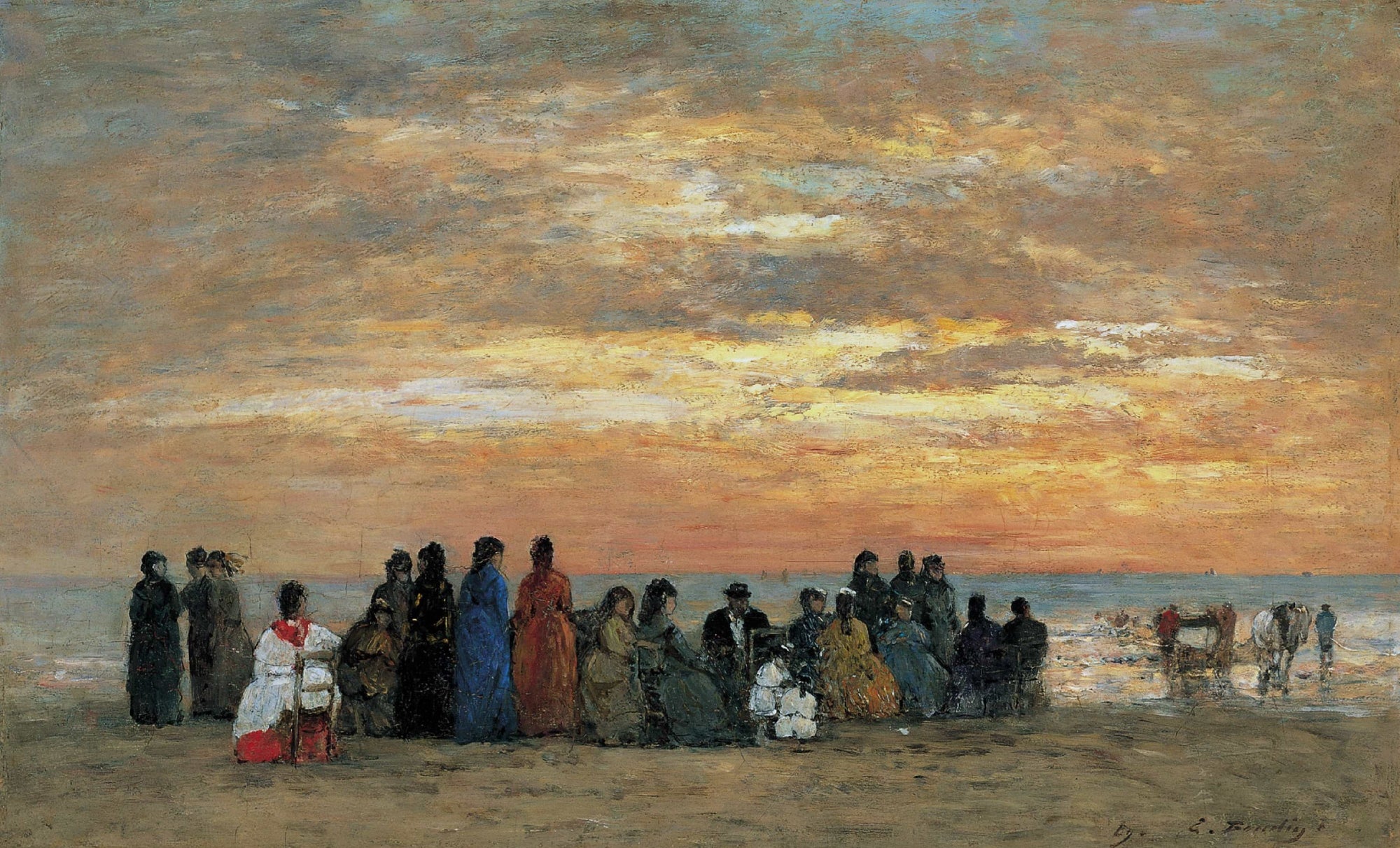 Reproduction du tableau « Figures à la plage de Trouville - Eugène Boudin » par Alpha Reproduction en peinture à l’huile
