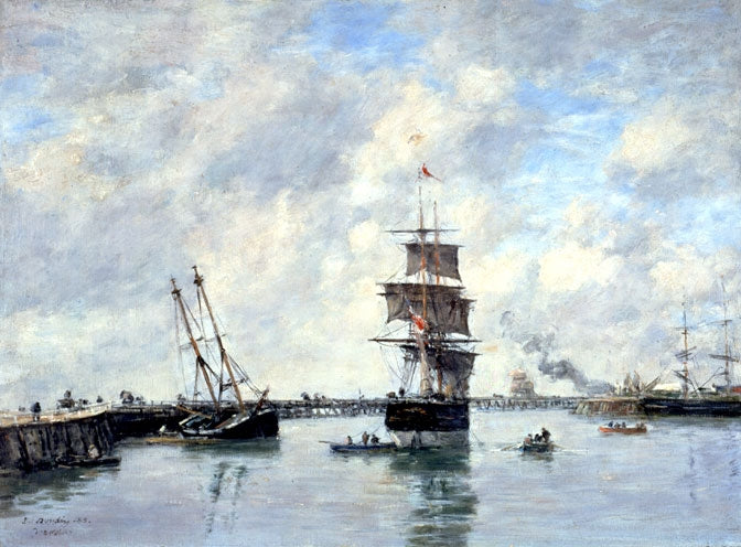 Reproduction du tableau « Trouville, les jetées, mer haute - Eugène Boudin » par Alpha Reproduction en peinture à l’huile