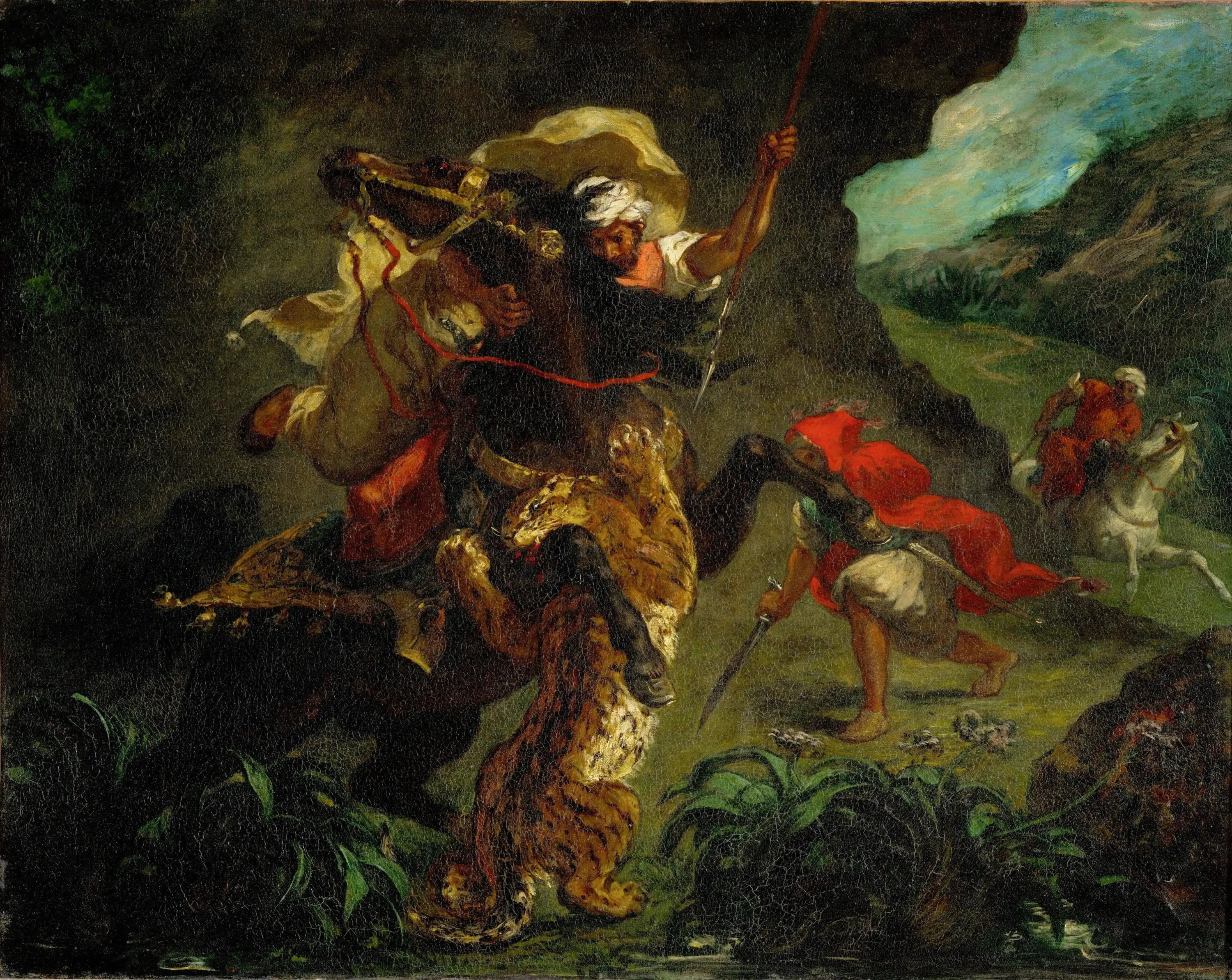 Reproduction du tableau « Chasse au tigre - Eugène Delacroix » par Alpha Reproduction en peinture à l’huile
