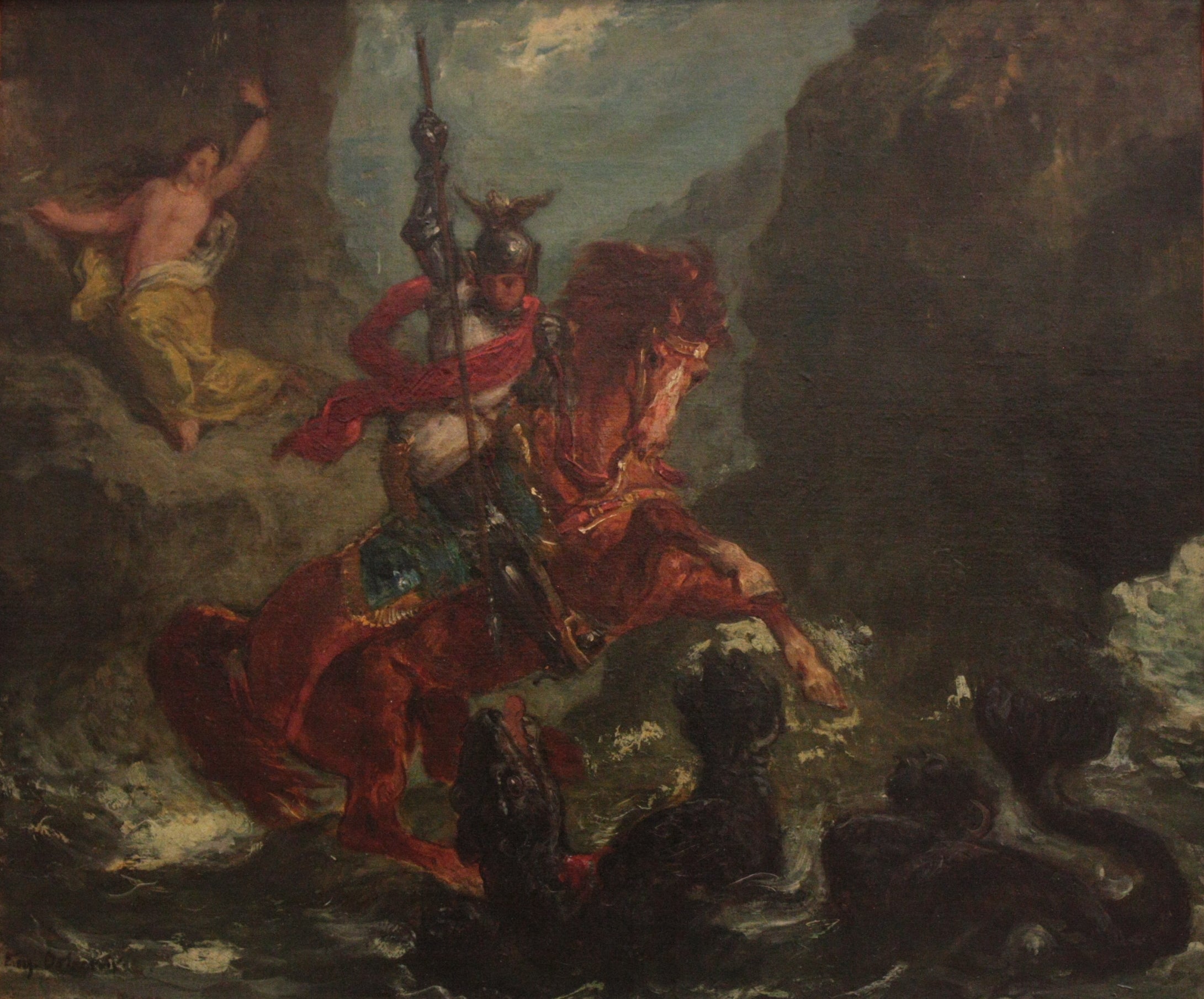 Reproduction du tableau « Roger délivrant Angélique - Eugène Delacroix » par Alpha Reproduction en peinture à l’huile
