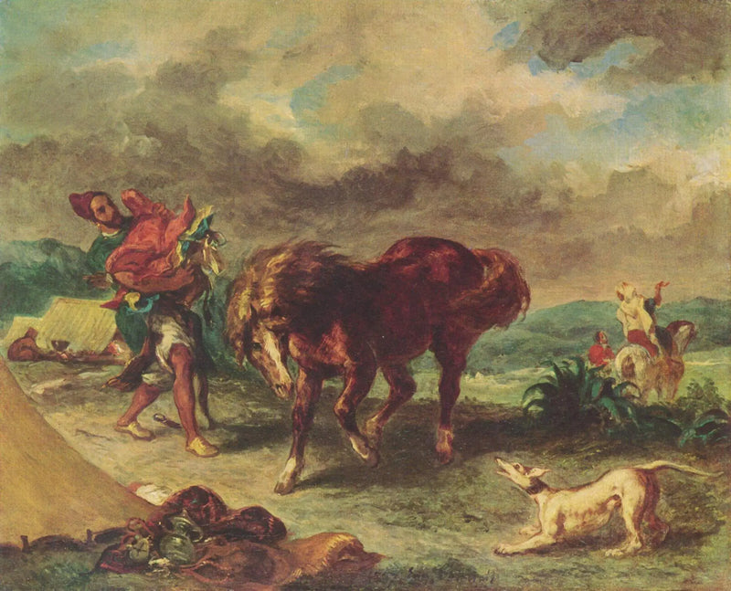 Um Árabe selando seu cavalo - Eugène Delacroix