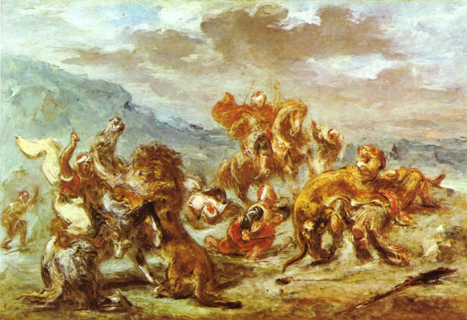 Reproduction du tableau « Chasse au lion - Eugène Delacroix » par Alpha Reproduction en peinture à l’huile