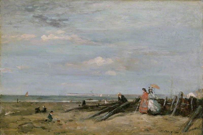 Reproduction du tableau « Une scène de plage à Trouville - Eugène Boudin » par Alpha Reproduction en peinture à l’huile