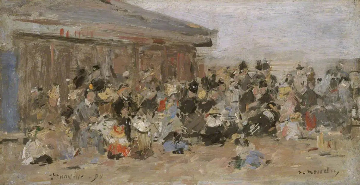 Reproduction du tableau « La plage à Trouville - Eugène Boudin » par Alpha Reproduction en peinture à l’huile
