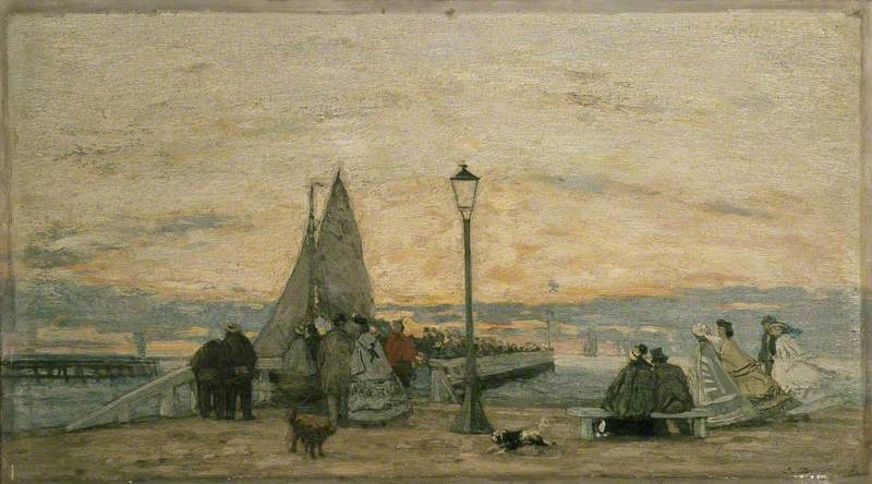 Reproduction du tableau « La Jetée de Trouville : Coucher de soleil - Eugène Boudin » par Alpha Reproduction en peinture à l’huile