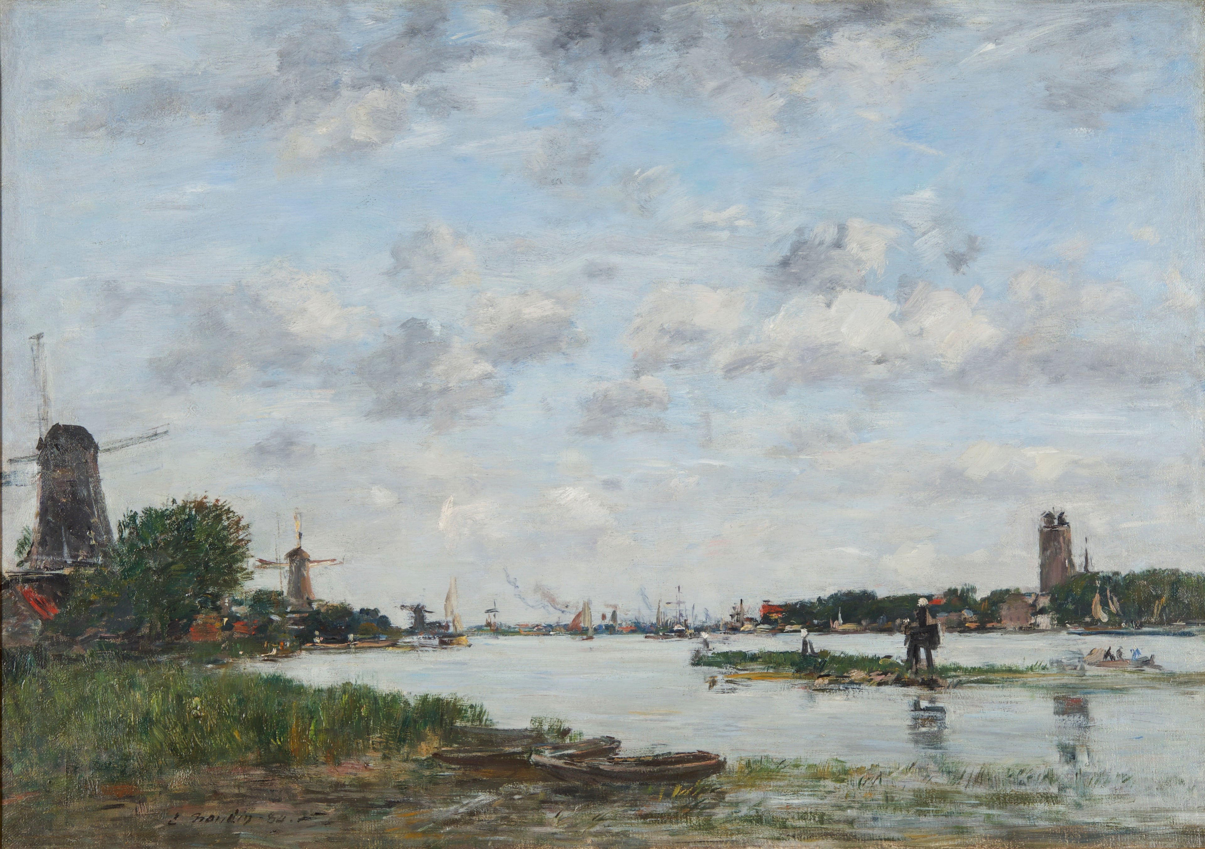 Reproduction du tableau « La Meuse à Dordrecht - Eugène Boudin » par Alpha Reproduction en peinture à l’huile