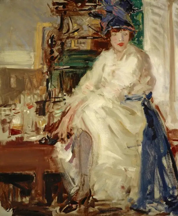 Peggy em azul e branco - Francis Cadell