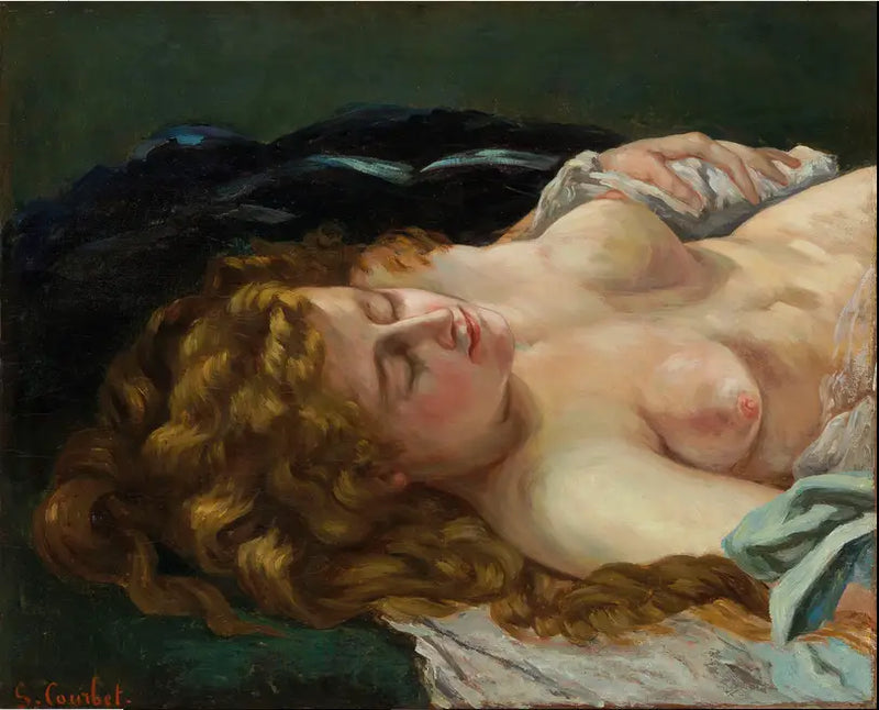 Mulher adormecida com cabelos ruivos - Gustave Courbet