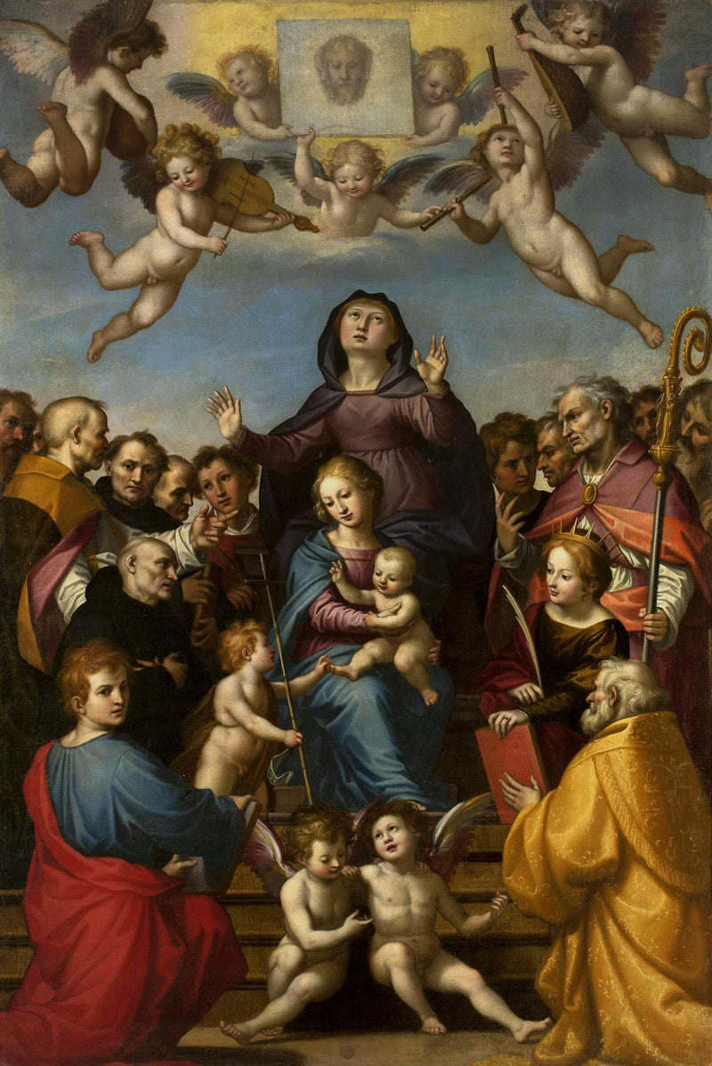 Virgem e o Menino com Santa Ana e os santos padroeiros de Florença. - Fra Bartolomeo