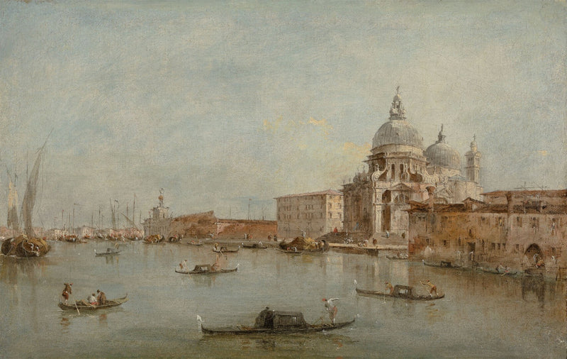 A entrada do Grande Canal com a basílica Santa Maria della Salute - Francesco Guardi