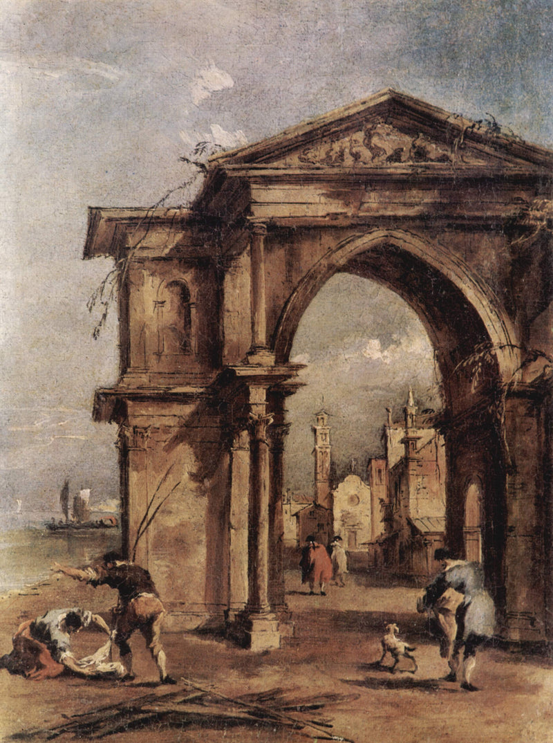 Arqueiro fantástico com figuras humanas - Francesco Guardi