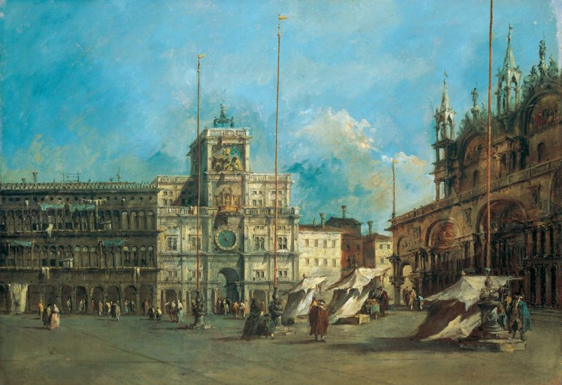 Praça de São Marcos em Veneza com a Torre do Relógio - Francesco Guardi