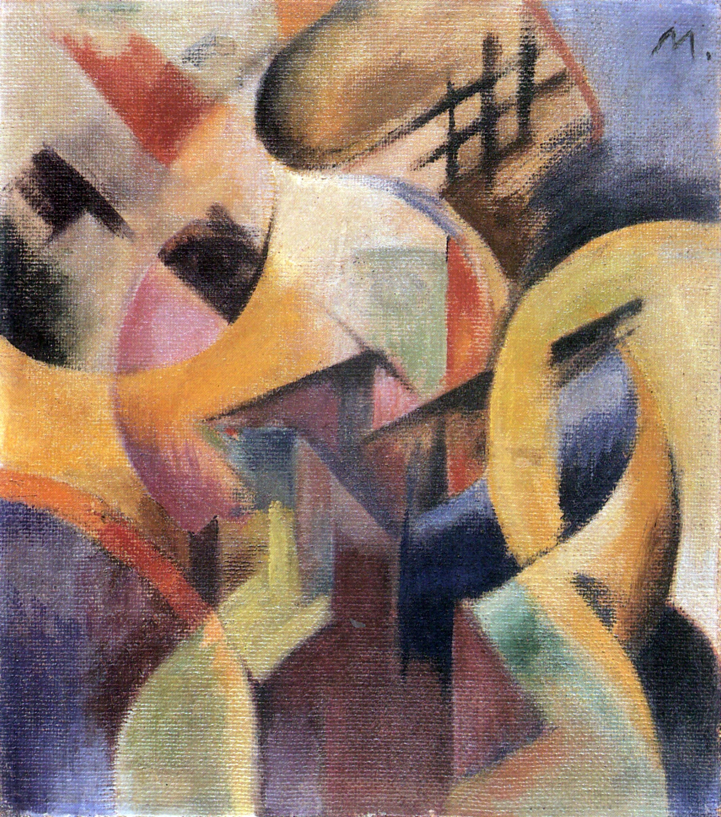 Reproduction du tableau « Petite composition I - Franz Marc » par Alpha Reproduction en peinture à l’huile