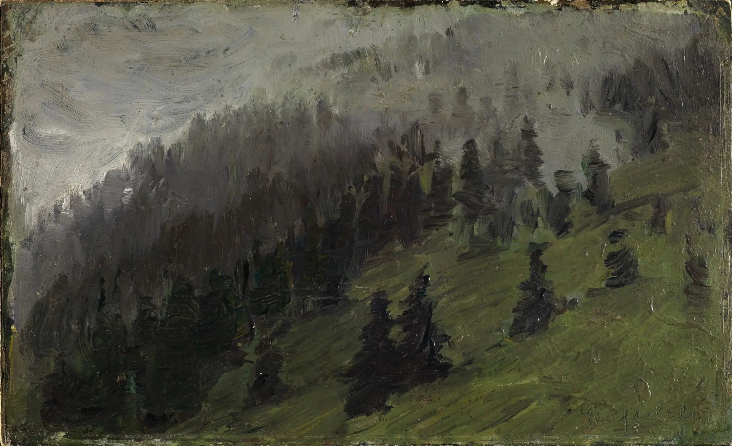 Reproduction du tableau « Brouillard entre les sapins - Franz Marc » par Alpha Reproduction en peinture à l’huile