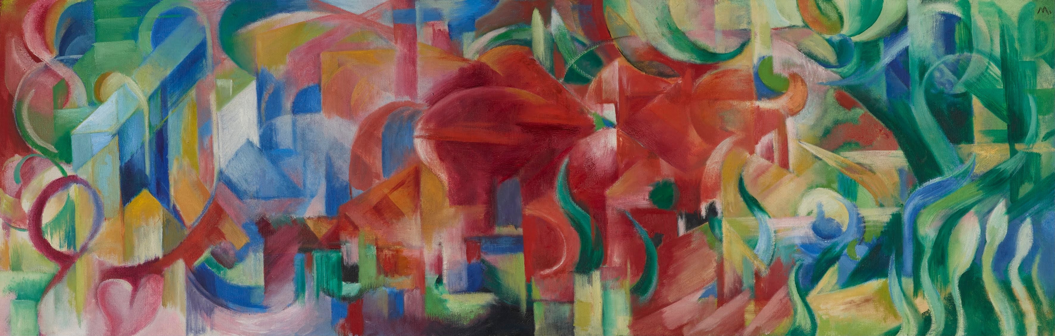 Reproduction du tableau « Formes de jeu - Franz Marc » par Alpha Reproduction en peinture à l’huile