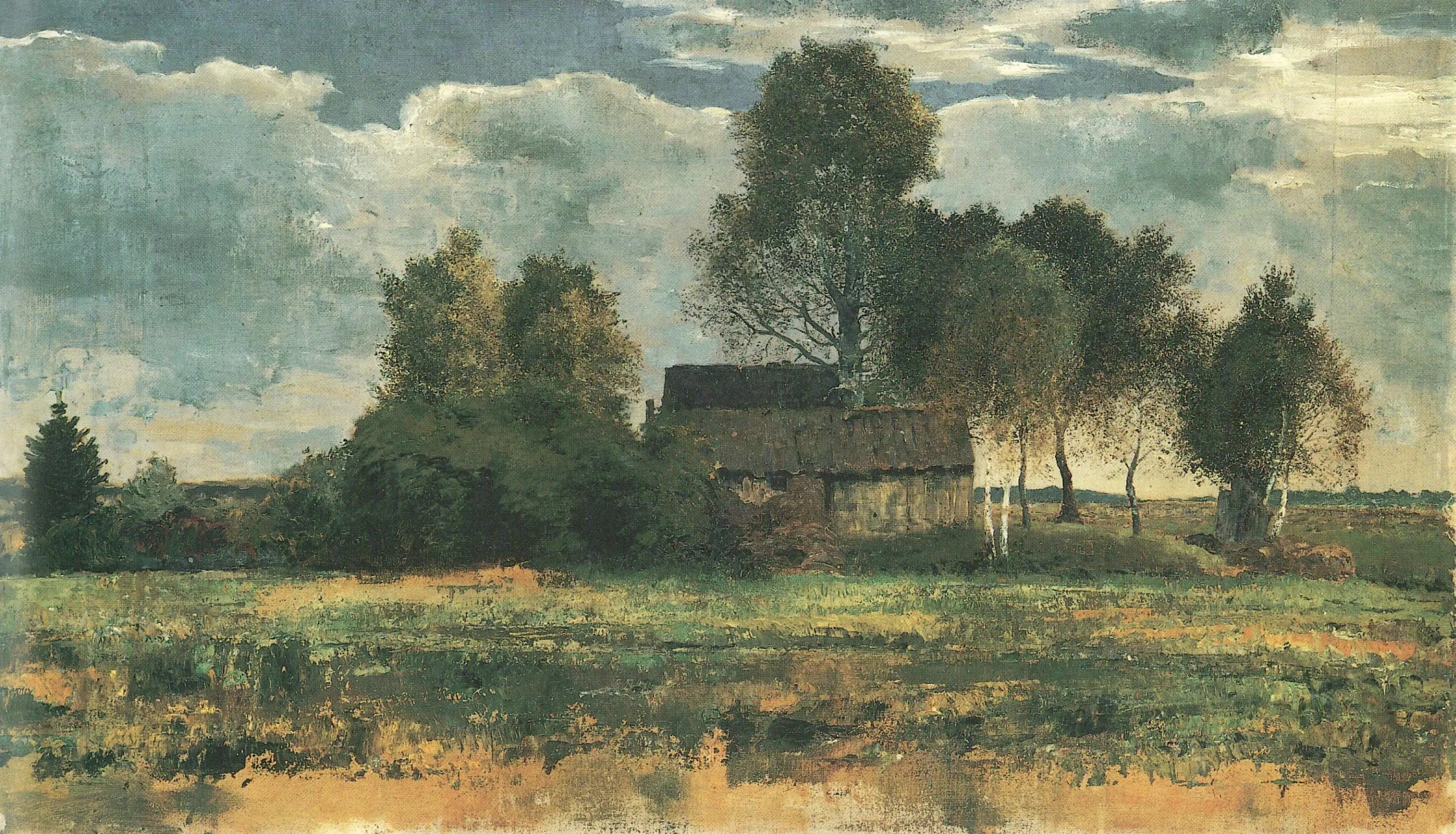 Reproduction du tableau « Cabanes de landes dans la mousse de Dachau - Franz Marc » par Alpha Reproduction en peinture à l’huile