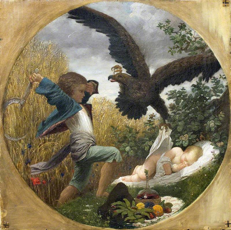 Un garçon défendant un bébé contre un aigle - Frederic Leighton