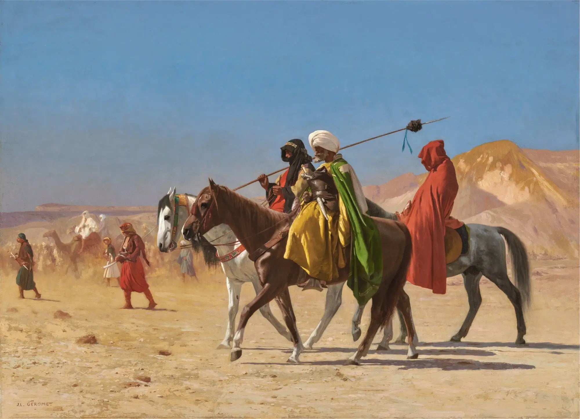Reproduction du tableau « Arabes traversant le désert - Jean-Léon Gérôme » par Alpha Reproduction en peinture à l’huile