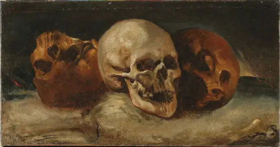 Reproduction du tableau « Les Trois Crânes - Théodore Géricault » par Alpha Reproduction en peinture à l’huile