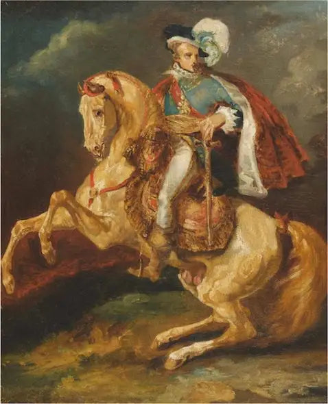 Reproduction du tableau « Portrait équestre de Sa Majesté le roi de Westphalie, Jérôme Bonaparte - Théodore Géricault » par Alpha Reproduction en peinture à l’huile