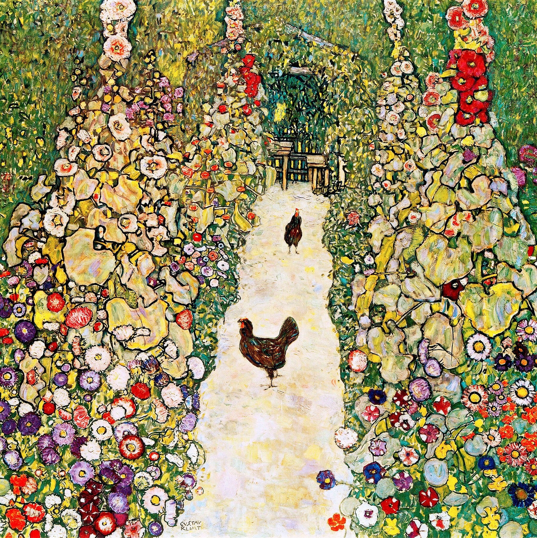 Alamedas de jardim com galinhas - Gustav Klimt
