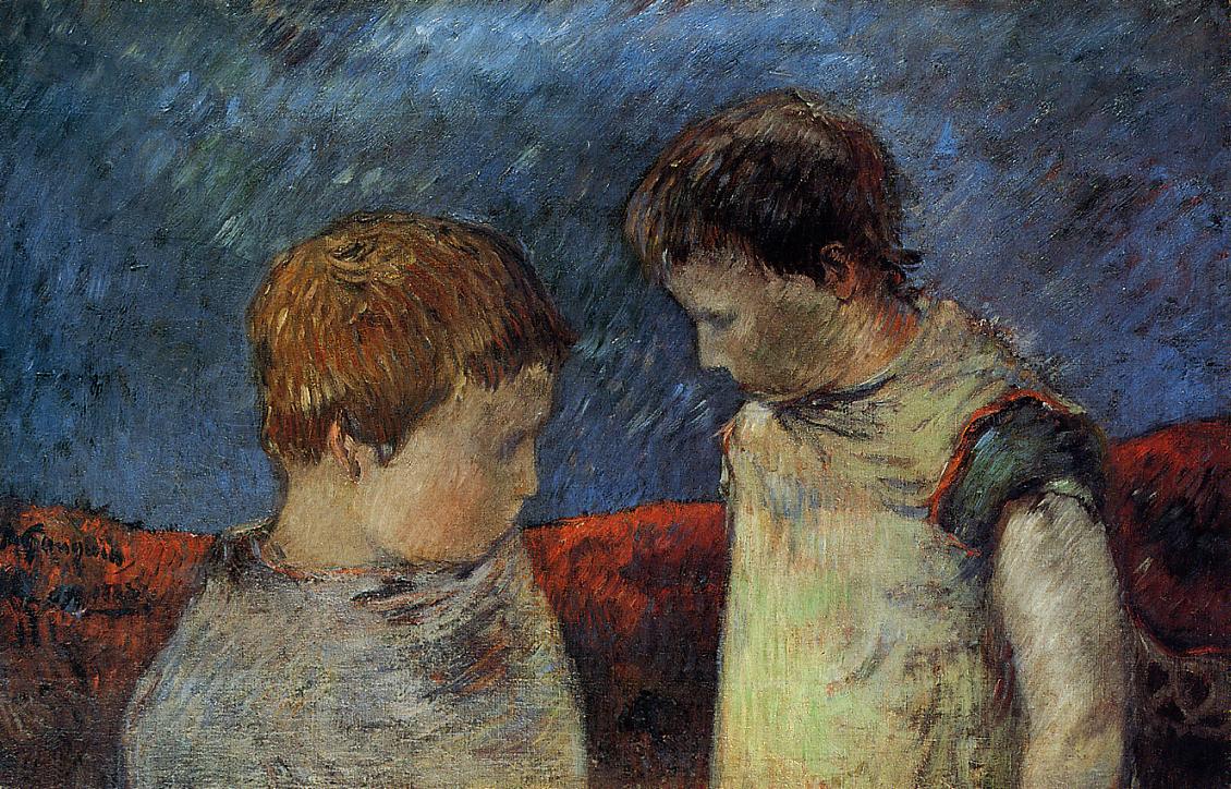 Aline Gauguin e um de seus irmãos - Paul Gauguin
