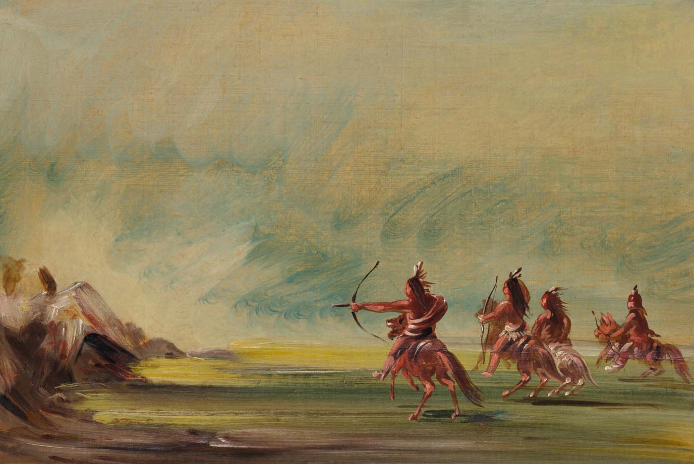 Comanche donnant des flèches à Medicine Rock - George Catlin