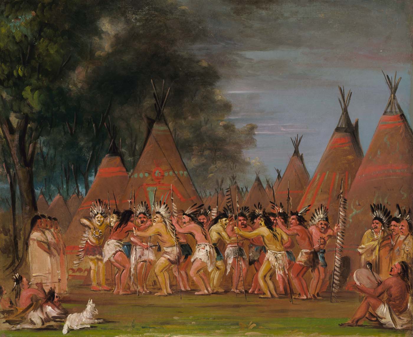 Danse des chefs, embouchure de la rivière Teton - George Catlin