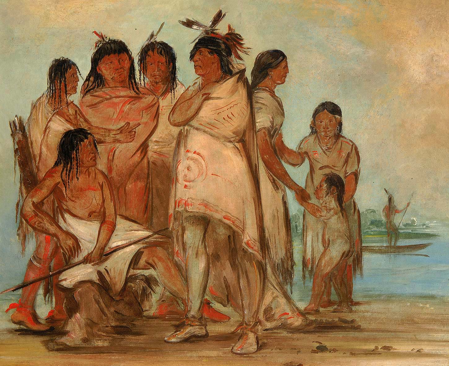 Du-cór-re-a, chef de la tribu, et sa famille - George Catlin